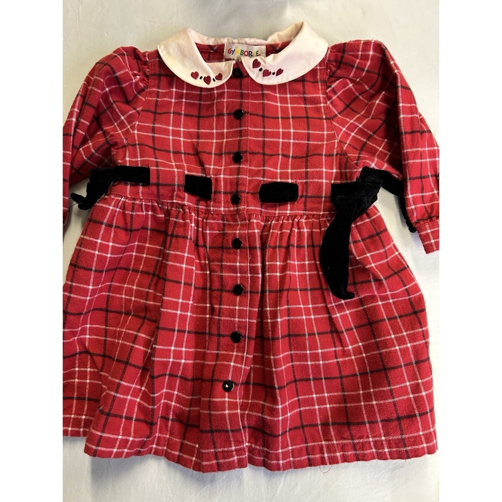 Vintage Gymboree Rainbow Tag Red Plaid Dress size Small